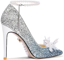 Order (W) Lily Wei Cenicienta 'Tacones Altos Azul Degradado con Brillo y Perlas de Cristal' NN-196