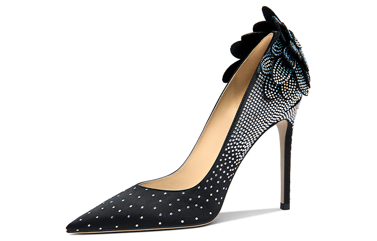 (Women) Lily Wei Classic Stiletto 'Mountain Rose Black' NN-386