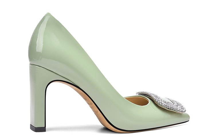 Order (W) 릴리 웨이 그린 크리스탈 버클 뮬 (Lily Wei Green Crystal Buckle Mules) M1-081