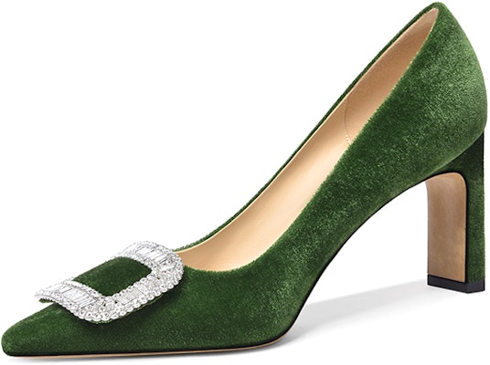 (Women) Lily Wei Custom Heels 'Green Velvet Rhinestone Buckle' M1-080 Buy (Women) Lily Wei Custom Heels 'Green Velvet Rhinestone Buckle' M1-080