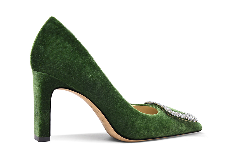 Order (Women) Lily Wei Custom Heels 'Green Velvet Rhinestone Buckle' M1-080