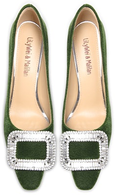 (Women) Lily Wei Custom Heels 'Green Velvet Rhinestone Buckle' M1-080 Lookbook (Women) Lily Wei Custom Heels 'Green Velvet Rhinestone Buckle' M1-080