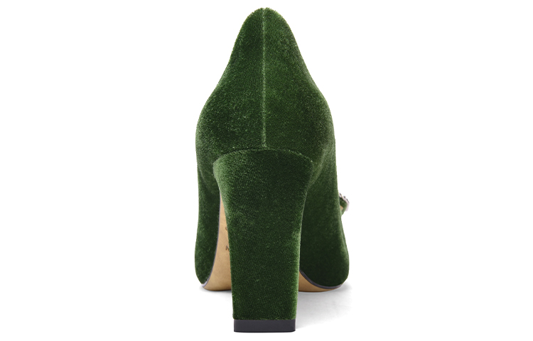 Shop (Women) Lily Wei Custom Heels 'Green Velvet Rhinestone Buckle' M1-080