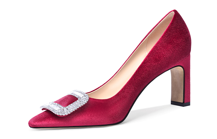 Details for (Women) Lily Wei Custom Heels 'Green Velvet Rhinestone Buckle' M1-080