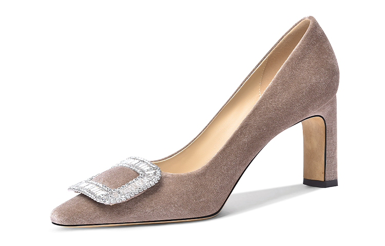 Sizing (Women) Lily Wei Custom Heels 'Green Velvet Rhinestone Buckle' M1-080