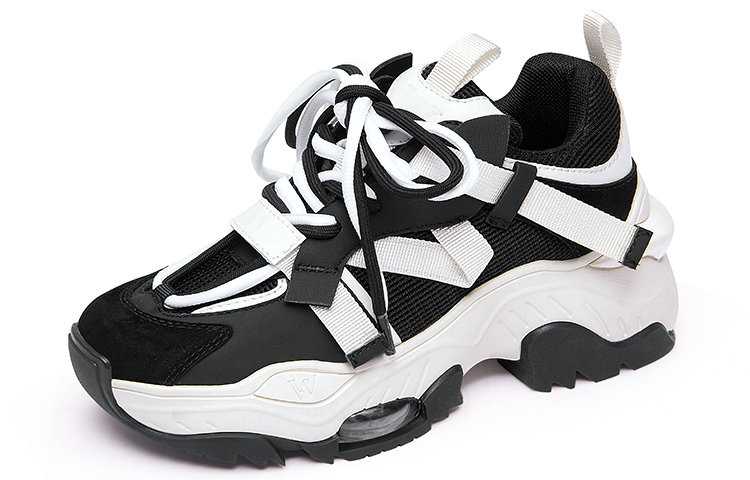 (Women) Lily Wei Dad Sneakers 4cm 'Black Low-Top Platform' YN001