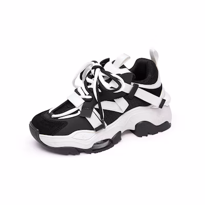 (W) Lily Wei Dad Sneakers 4cm 'Black Low-Top Platform'