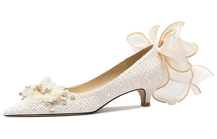 Buy (W) 릴리 웨이 패브릭 리본 스틸레토 (화이트) NN-203-a