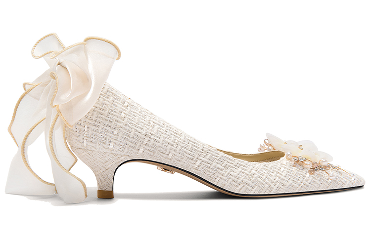 Order (W) 릴리 웨이 패브릭 리본 스틸레토 (화이트) NN-203-a