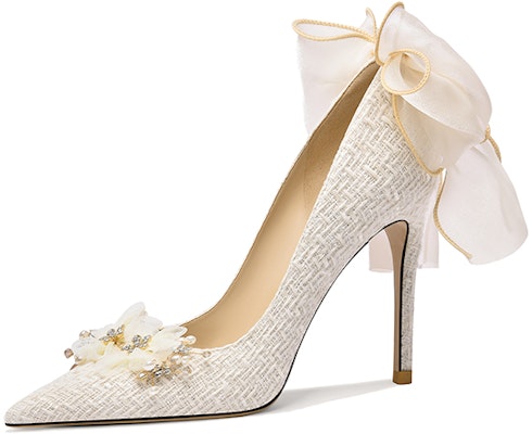 (Women) Lily Wei Fabric High Heels 10cm 'Fashion Comfort Slip-On Stiletto White' NN-203 Buy (Women) Lily Wei Fabric High Heels 10cm 'Fashion Comfort Slip-On Stiletto White' NN-203