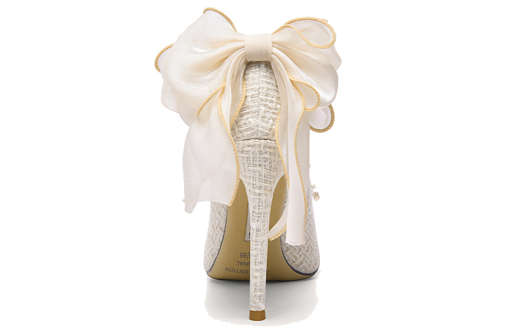 Shop (Women) Lily Wei Fabric High Heels 10cm 'Fashion Comfort Slip-On Stiletto White' NN-203