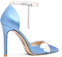Order (W) Tacones Altos Azul Cielo Lily Wei con Cadena de Perlas y Tela NN-204