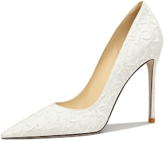 (Women) Lily Wei Fabric Pointed Toe Stiletto 10cm High Heels 'Elegant White' 'Misty Elf' NN-494 (Women) Lily Wei Fabric Pointed Toe Stiletto 10cm High Heels 'Elegant White' 'Misty Elf' NN-494