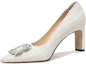 Buy (W) Kasut Tumit Tinggi Slip-On Fabrik Rhinestone Gesper 'Putih' M1-082