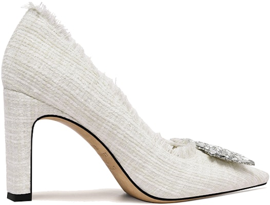 (Women) Lily Wei Fabric Rhinestone Buckle Slip-On High Heels 'White' M1-082 Order (Women) Lily Wei Fabric Rhinestone Buckle Slip-On High Heels 'White' M1-082