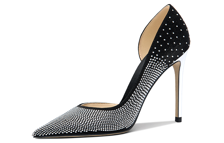 (Women) Lily Wei Fabric Starry Sea High Heels 'Black Rhinestone' NN-384