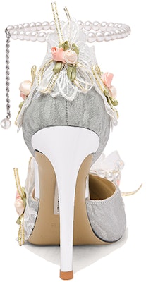 (Women) Lily Wei Gilda Leather Pearl Ankle Strap Floral High Heels Silver 'Emerald Fairyland' NN-116 Shop (Women) Lily Wei Gilda Leather Pearl Ankle Strap Floral High Heels Silver 'Emerald Fairyland' NN-116