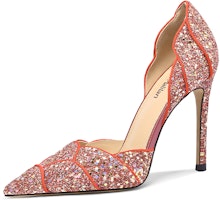 (Women) Lily Wei Glitter Hollow Slip-On High Heels 10cm 'Red Sparkle' L-024 (Women) Lily Wei Glitter Hollow Slip-On High Heels 10cm 'Red Sparkle' L-024