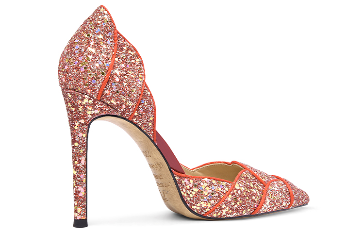 (W) Lily Wei Glitter Hollow Slip-On High Heels 10cm 'Red Sparkle' 圖 2