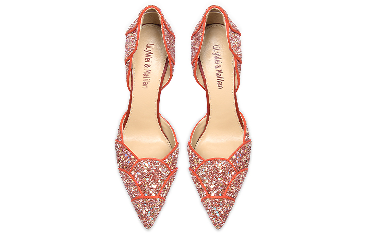 (W) Lily Wei Glitter Hollow Slip-On High Heels 10cm 'Red Sparkle' 圖 3