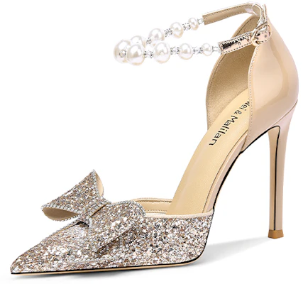 (W) Tacones Altos de Cuero Brillante Lily Wei con Lazo y Perlas 'Oro Champán' NN-142 Buy (W) Tacones Altos de Cuero Brillante Lily Wei con Lazo y Perlas 'Oro Champán' NN-142