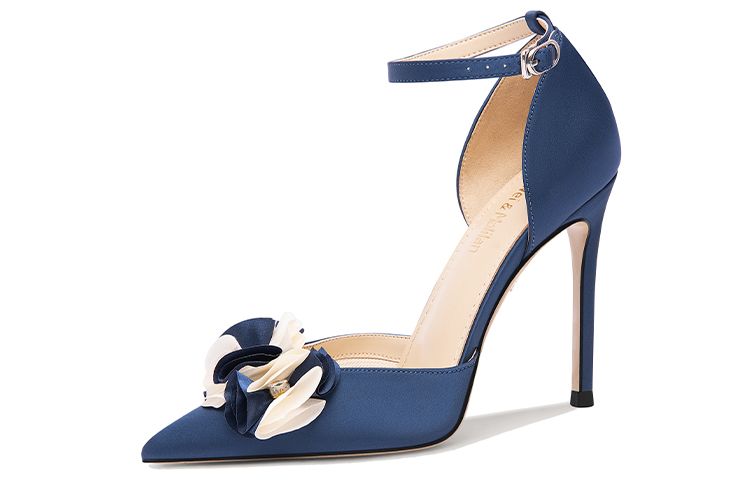 (Women) Lily Wei Heels 'Blue Rhinestone Floral' NN-554