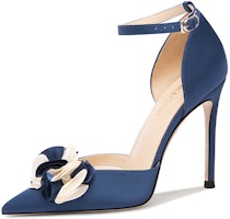 (Women) Lily Wei Heels 'Blue Rhinestone Floral' NN-554 (Women) Lily Wei Heels 'Blue Rhinestone Floral' NN-554