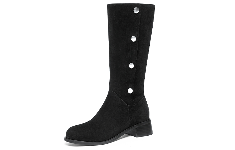 (W) Lily Wei High-Top Boot 'Trendy Button Versatile'