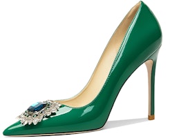 (Women) Lily Wei High Heel 10cm 'French Retro Elegant Emerald' NN-492 (Women) Lily Wei High Heel 10cm 'French Retro Elegant Emerald' NN-492