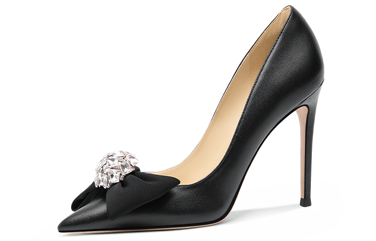 (Women) Lily Wei High Heel 'Black Bow Rhinestone' NN-541