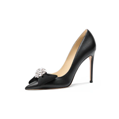 (W) Lily Wei High Heel 'Black Bow Rhinestone'