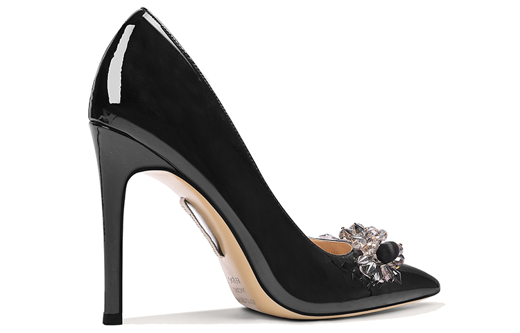 Lookbook (W) Lily Wei High Heel 'Hitam Patent Batu Rhinestone Prancis' NN-198