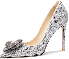 (Women) Lily Wei High Heel 'Black Rhinestone Floral' NN-547-a (Women) Lily Wei High Heel 'Black Rhinestone Floral' NN-547-a