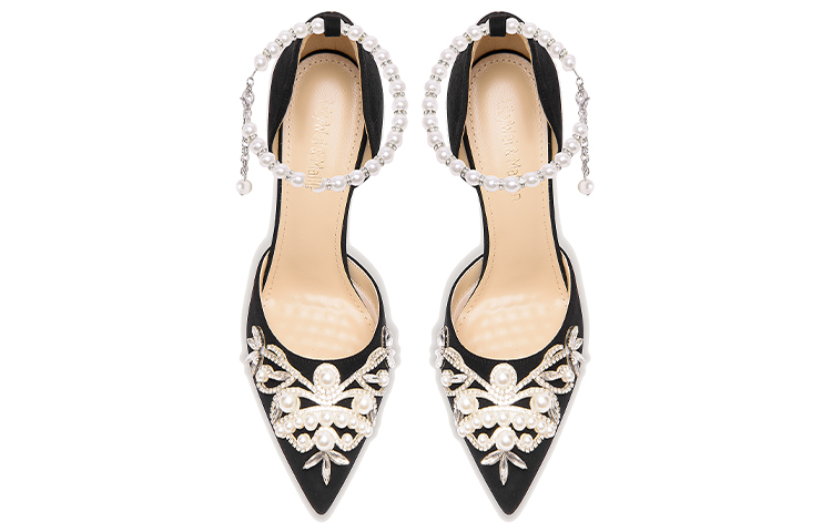 Lookbook (W) 릴리웨이 하이힐 (블랙 스웨이드, 큐빅&진주 스트랩) NN-553