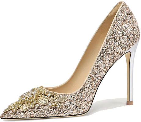 Lily Wei 水鑽亮片 細跟 高跟鞋 10cm 女款 香檳金 Buy Lily Wei 水鑽亮片 細跟 高跟鞋 10cm 女款 香檳金