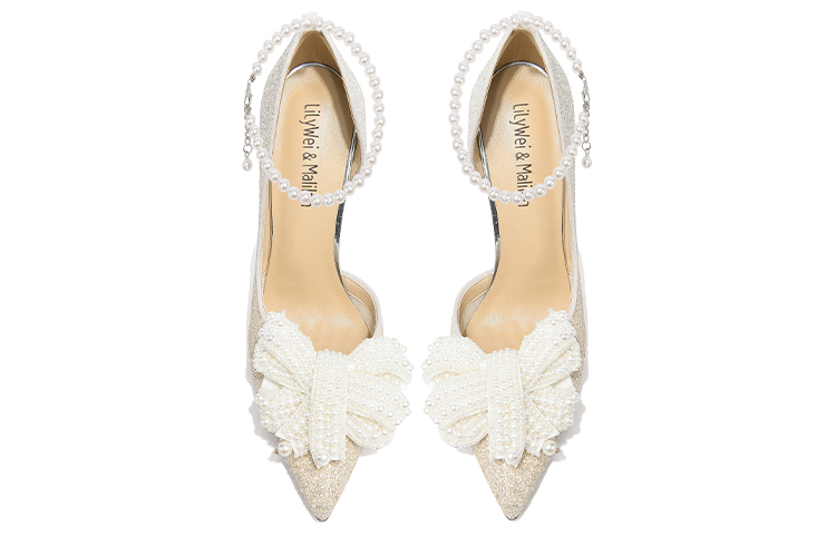 Lookbook (W) Lily Wei Tacón Alto 'Gradient Champagne con Lazo de Lentejuelas Nacaradas' NN-280