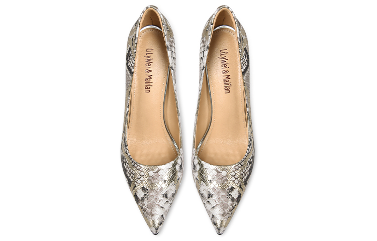 Lookbook Lily Wei 頭層牛皮 拼色蛇紋輕便鞋 細跟 高筒鞋 10cm 女款 蛇紋