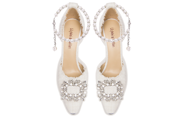 Lookbook (W) Lily Wei Tinggi Tumit 'Fesyen Mutiara dengan Gelang Kristal - Putih' L-030