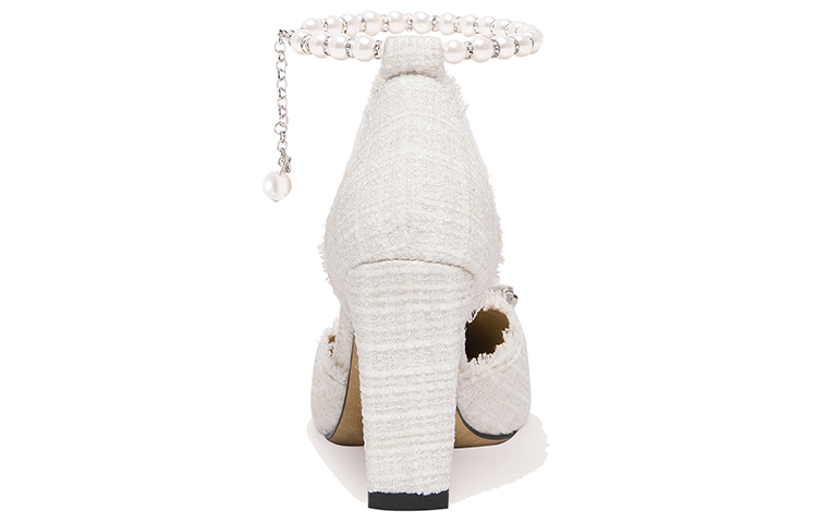 Shop (W) Lily Wei Tinggi Tumit 'Fesyen Mutiara dengan Gelang Kristal - Putih' L-030