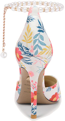 Lily Wei 織物 珍珠一字式扣帶 細跟 高跟鞋 女款 白色印花 Shop Lily Wei 織物 珍珠一字式扣帶 細跟 高跟鞋 女款 白色印花