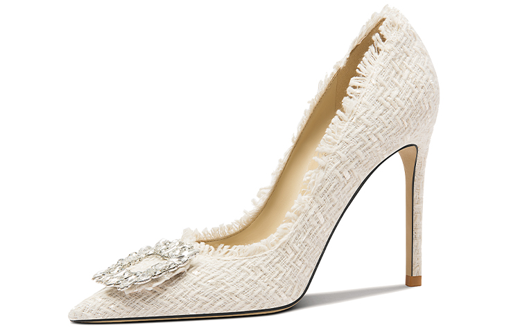 (Women) Lily Wei High Heel 'White Rhinestone Buckle' NN-412