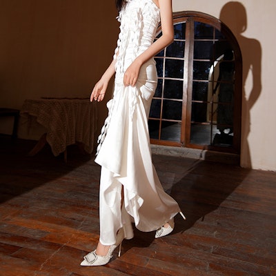 (Women) Lily Wei High Heel 'White Rhinestone Buckle' NN-412 Sizing (Women) Lily Wei High Heel 'White Rhinestone Buckle' NN-412