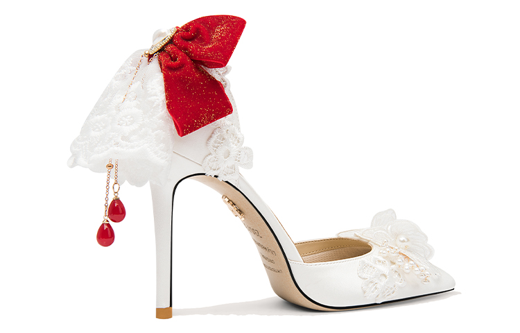 Order (Women) Lily Wei High Heel 'Xiangxuelan Lace Rhinestone Chain White' NN-439