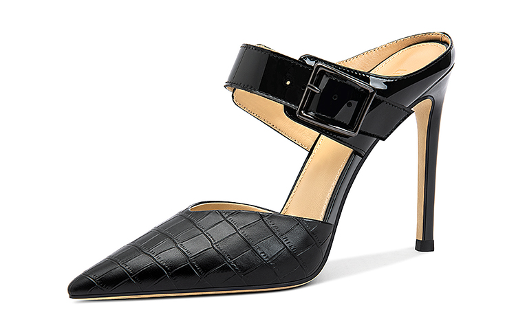 (Women) Lily Wei High Heel Mules 'Buckle Detail' L-058