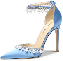 (Women) Lily Wei High Heel Sandals 'Sky Blue Fabric Pearl Rhinestone' NN-201 (Women) Lily Wei High Heel Sandals 'Sky Blue Fabric Pearl Rhinestone' NN-201