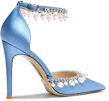 Order (W) Sandalias de Tacón Alto Lily Wei 'Azul Cielo Tela Perla Rhinestone' NN-201