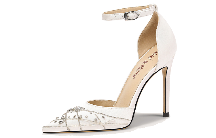 (Women) Lily Wei High Heel Sandals 'White Rhinestone' L-025