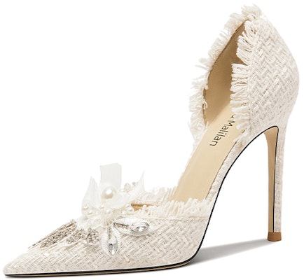 (Women) Lily Wei High Heels 10cm White 'Floral Rhinestone Hollow French Wedding' NN-411 Buy (Women) Lily Wei High Heels 10cm White 'Floral Rhinestone Hollow French Wedding' NN-411