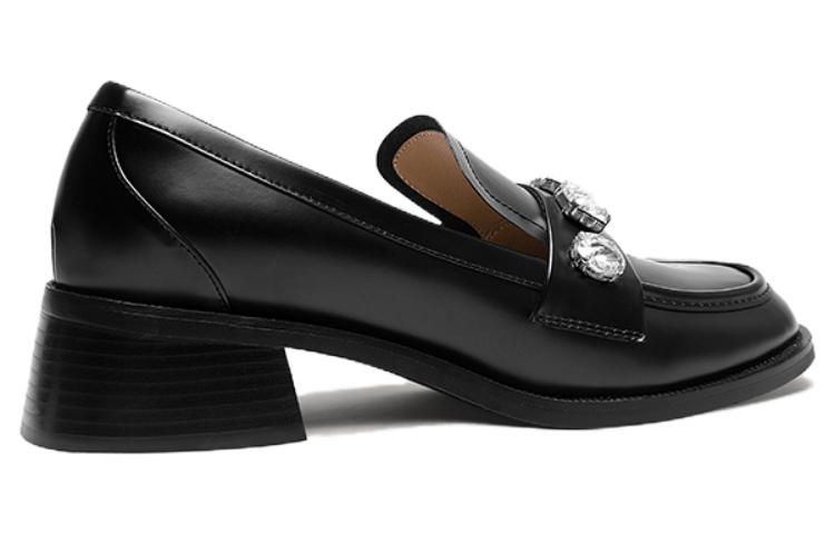 Order (W) Lily Wei Sepatu Hak Tinggi 4cm 'Hitam' 'Gaya Inggris Hak Tebal' KF-009