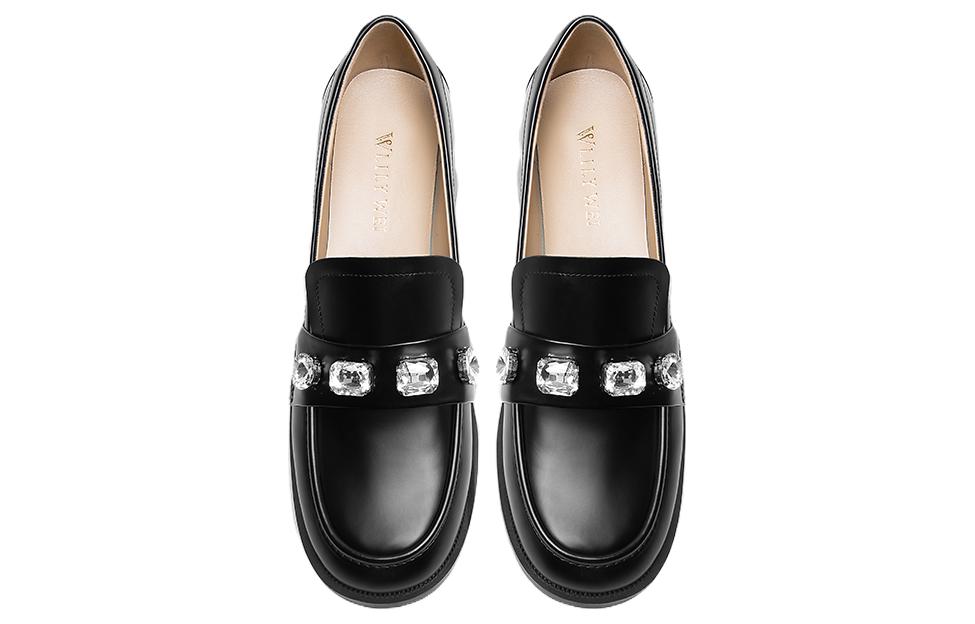 Lookbook (W) Lily Wei Sepatu Hak Tinggi 4cm 'Hitam' 'Gaya Inggris Hak Tebal' KF-009